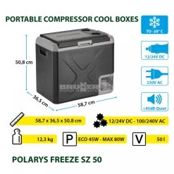 Frigo Congelatore Portatile Brunner Polarys Freeze SZ 50 -Campeggio All'aperto frigo congelatore portatile brunner polarys freeze sz 50 bivalente compressione 18