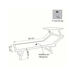 Lettino Prendisole Con Tettuccio Cosma Bari Bianco -Campeggio All'aperto lettino prendisole con tettuccio cosma bari bianco per spiaggia mare o giardino 2